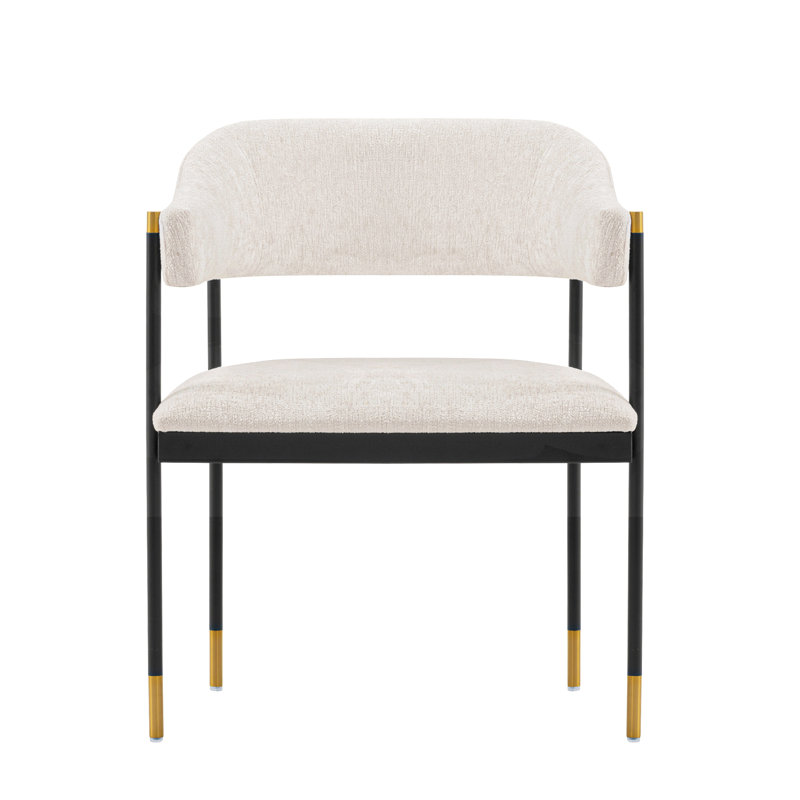 Chaise d'appoint rembourrée en métal Lia, Crème, crème