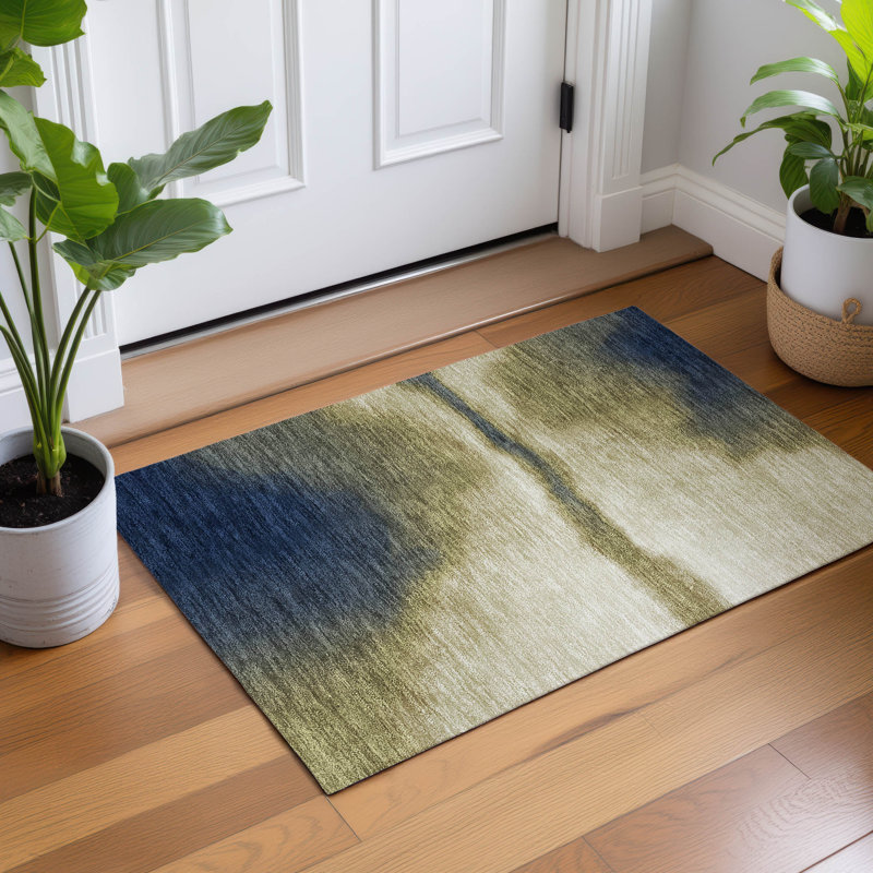 Machine Washable Indoor/Outdoor Lockway ACN2419 Abstract Rug, Rectangle 1'8" x 2'6"