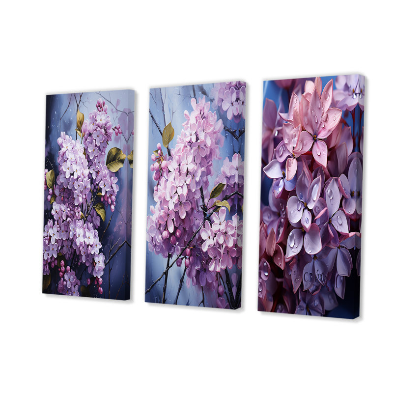 Ensemble de 3 décorations murales Essential Lilacs Lullaby - Lilacs, H 28 po x l 36 po, Toile tendue