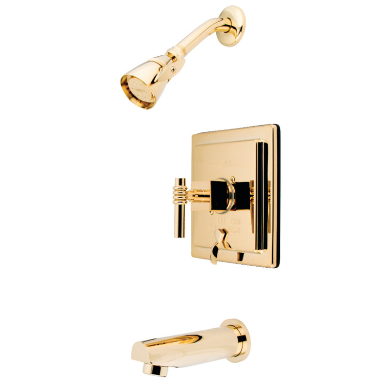 Kingston Brass Milano Single-Handle Pressure Balanced Tub and Shower Faucet, Polished Brass