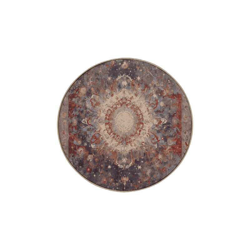 Tapis brun soyeux et moelleux, Rond 6 pi