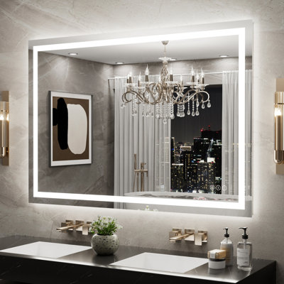Miroir de salle de bain à DEL rétroéclairé sans cadre