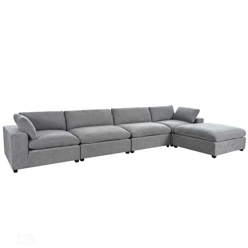 U-Style Upholstered Oversize Modular Sofa With Removable Ottoman,Sectional Sofa
