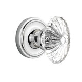 Classic Rosette with Oval Fluted Crystal Door Knob