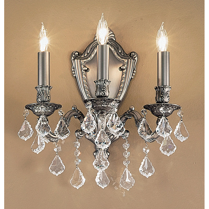 Lampe murale bougie 3 lumières Faircloth, Crystalique-Plus, Étain vieilli