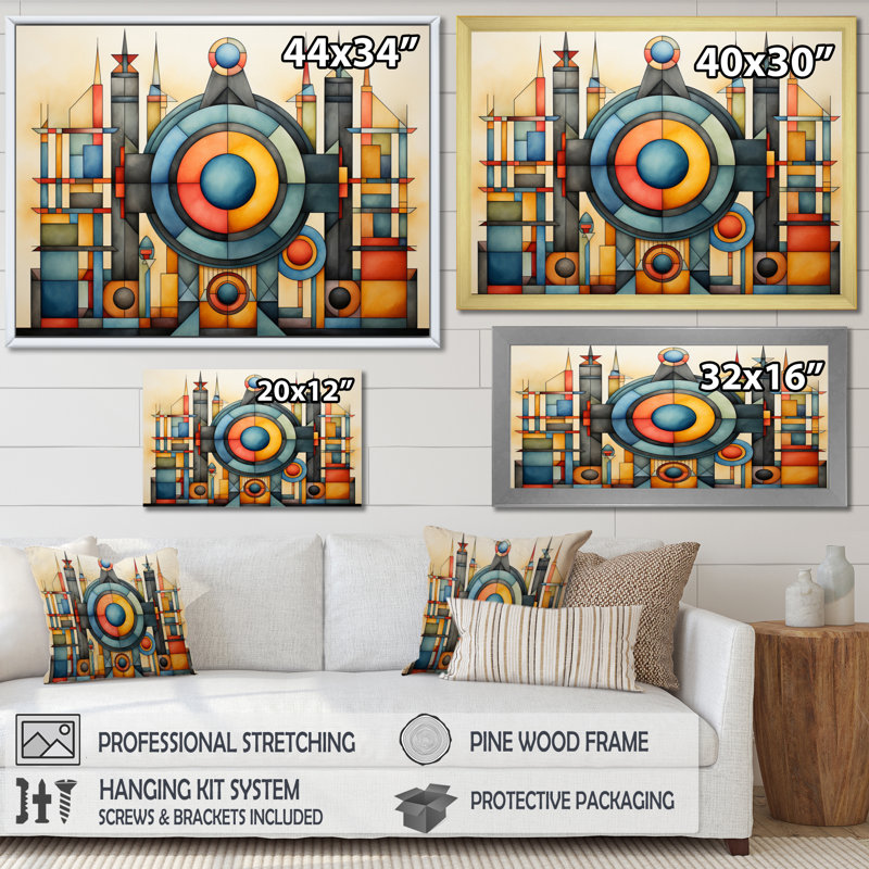 Motif africain Ndebele - imprimé, H 30 po x l 40 po x P 1,5 po, Cadre flottant noir