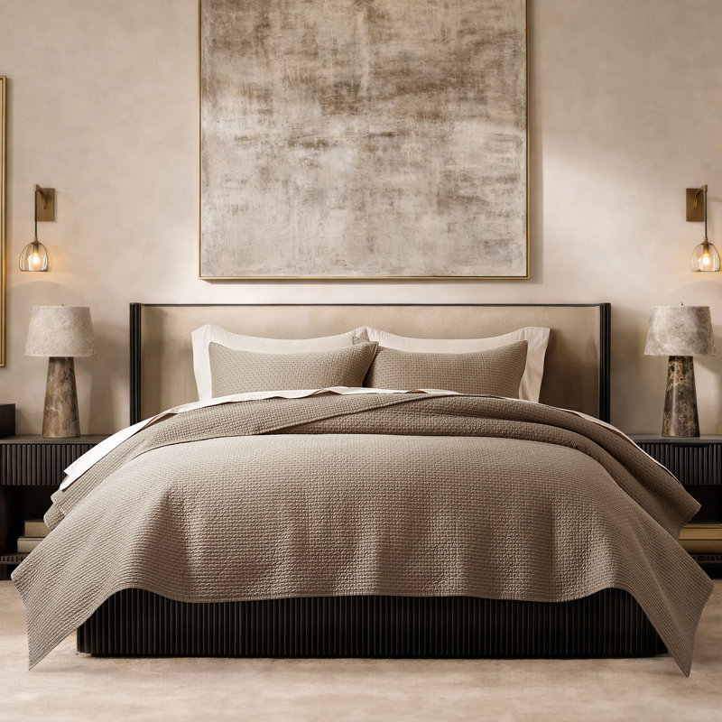 100% Cotton Sateen Quilt Set - Lightweight Breathable Coverlet With Pick-Stitch Design, Reversible & Pre-Washed For All-Season Comfort