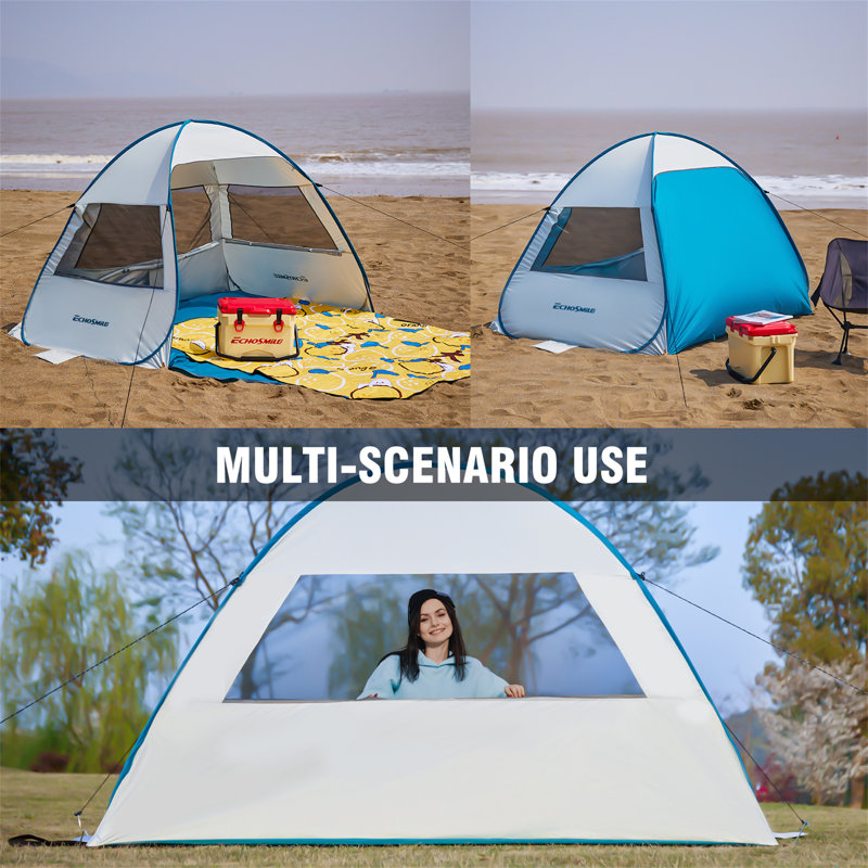 EchoSmile Blue 4-Person Nylon Dome Tent, White/Blue