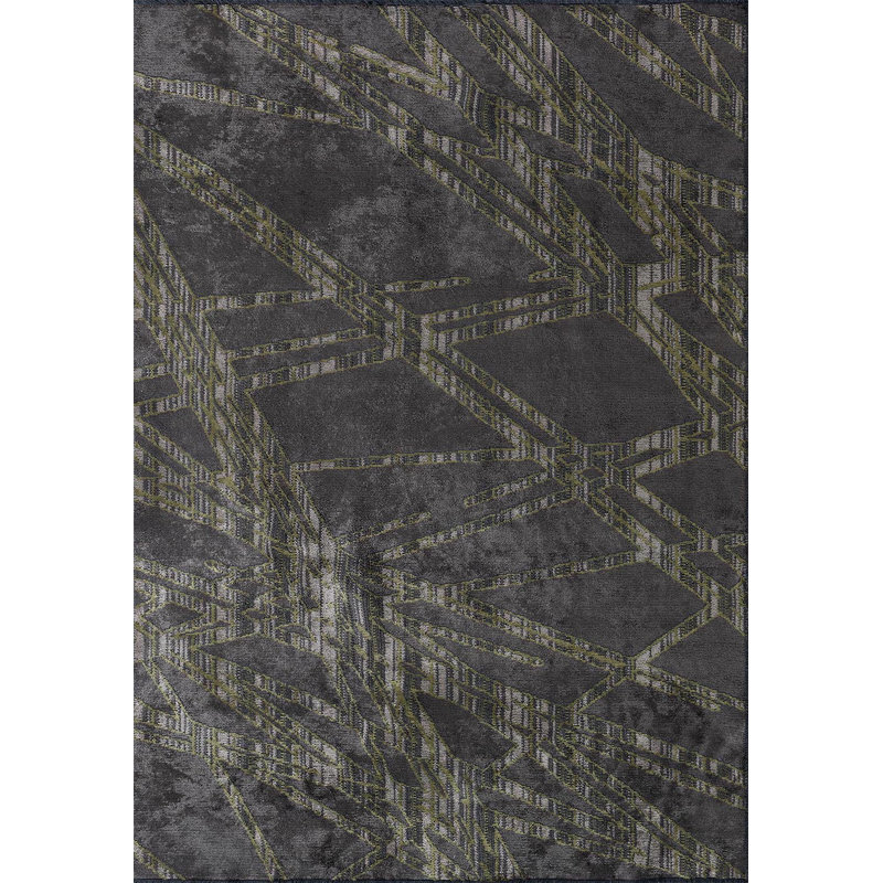 Alyne Abstract Hand Loom Indoor / Outdoor Area Rug, Rectangle 5'3" x 7'6.6"