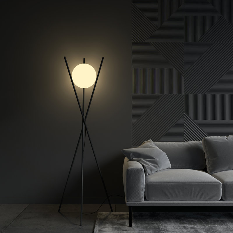 Romantas 65'' Torchiere Floor Lamp, Matte Black