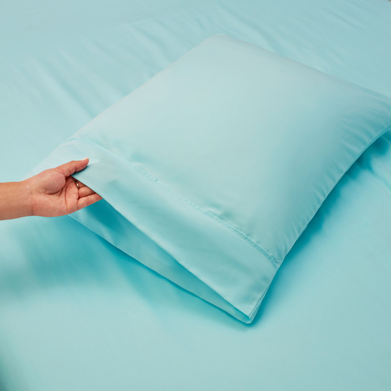 Ensemble de draps en micro-fibre, Turquoise, Drap-housse pour lit simple TG