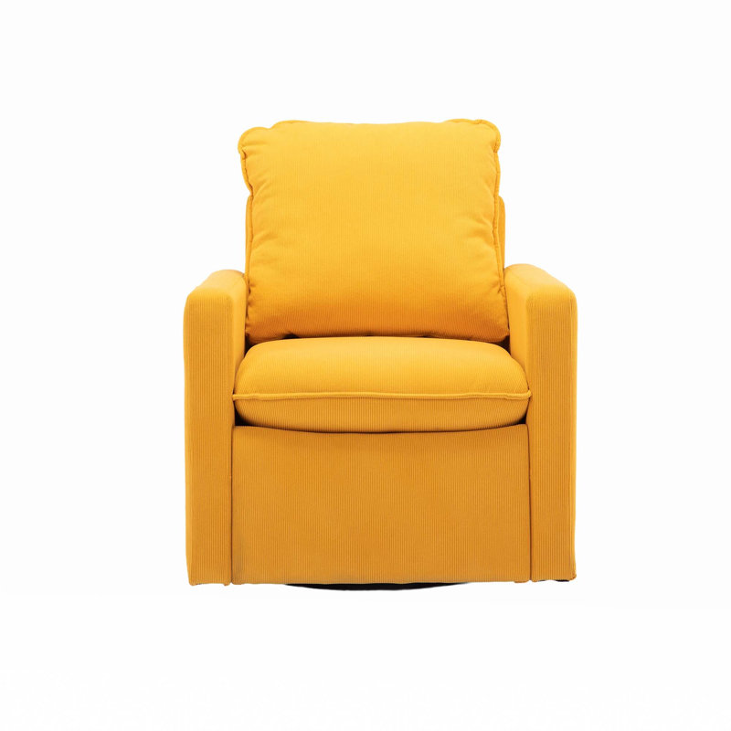Fauteuil d'appoint pivotant rond Shetter, Velours musqué jaune