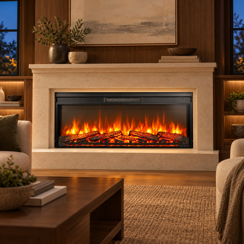 Rosalind Wheeler Black Electric Fireplace Insert, 42 pouces