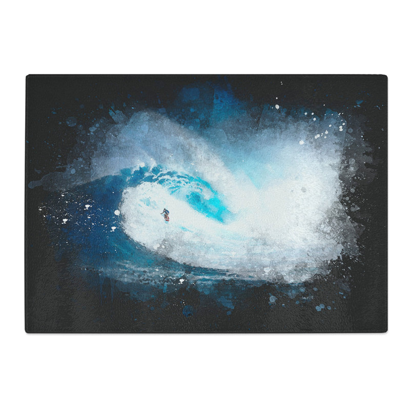 Tempered Glass Surfing the Wave Chopping Board, 20 cm x 28.5 cm