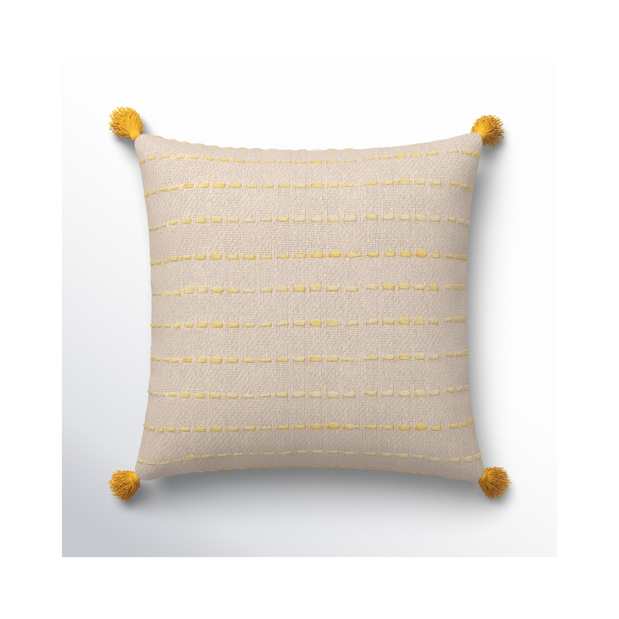 Hainsly Striped Cotton Throw Pillow, Gold Yellow/Natural, Polyester