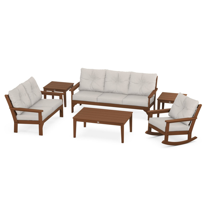 Vineyard 6-Piece Deep Seating Set, Cast Ash, Teak