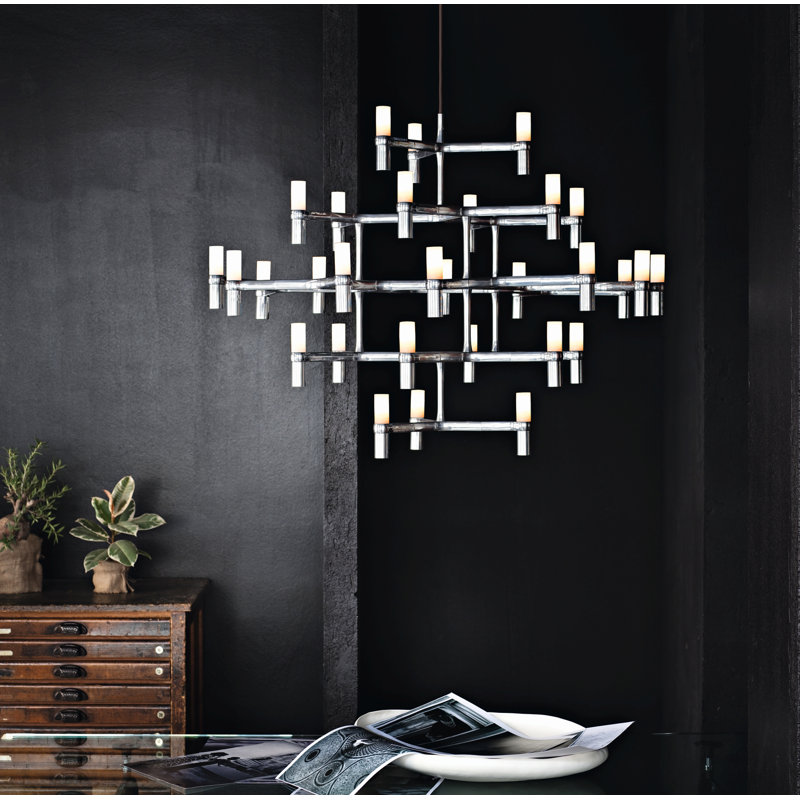 Crown Major 30-Light Sputnik Chandelier, Polished Silver, Shade Included: No
