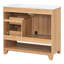 Meuble-lavabo moderne 36 po avec lavabo en céramique, armoire en bois d'hévéa avec porte coulissante et 2 tiroirs à fermeture en douceur (naturel)