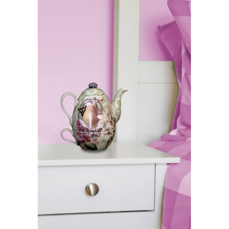 Ebern Designs Brooksby 0.3ml Floral Teapot
