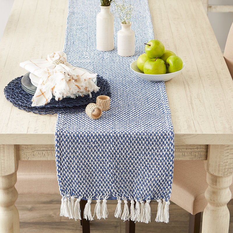Destainy Solid Table Runner,  108'' x 15'', Nautical Blue