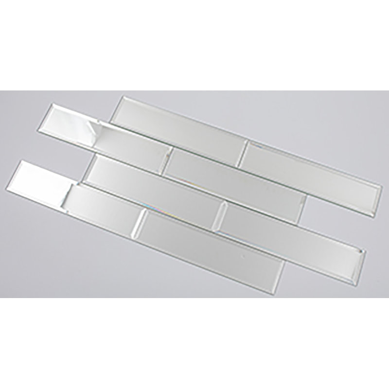 Reflections 3 in. x 12 in. Diamond Grade Glass Mirror Beveled Subway Decorative Kitchen & Bathroom Wall Tile