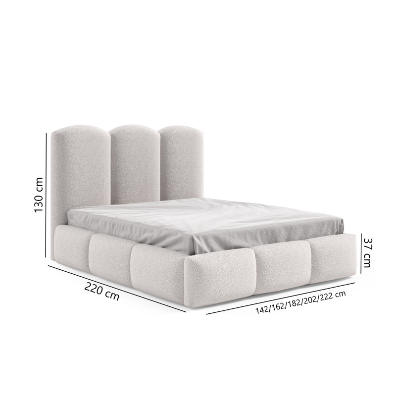 Sabi Upholstered Lift Up Storage Bed, 140 x 200 cm, Grey