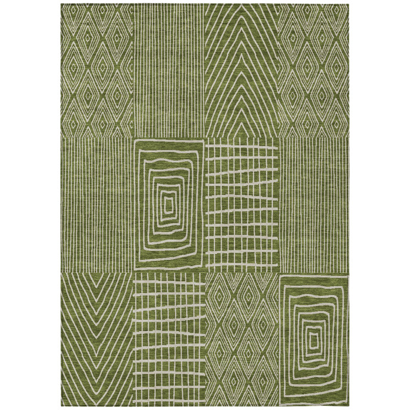  Machine Washable Indoor/Outdoor Chantille ACN990 Green Area Rug, Rectangle 2'6" x 3'10"