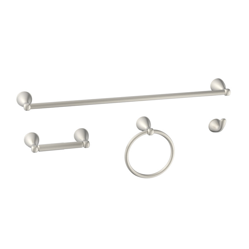 4 - Piece Bathroom Hardware Set, Brushed Nickel