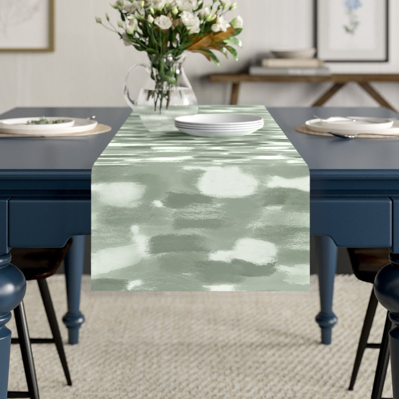 Chemin de table Maribeth, Sauge vert, 90 po x 16 po, Abstrait