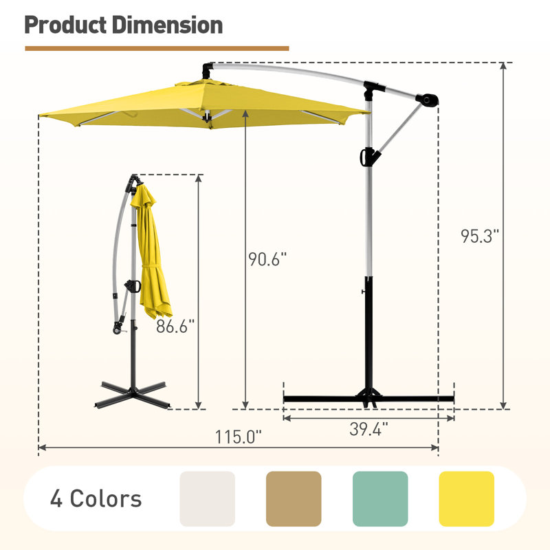 Parasol d'extérieur 10 'Cantilever, Jaune