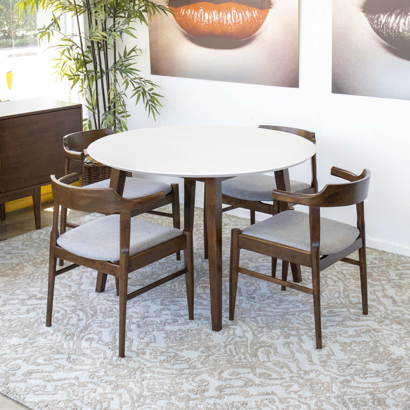 Avanelle 4 - Person Solid Wood Top Four Leg Base Dining Set, White