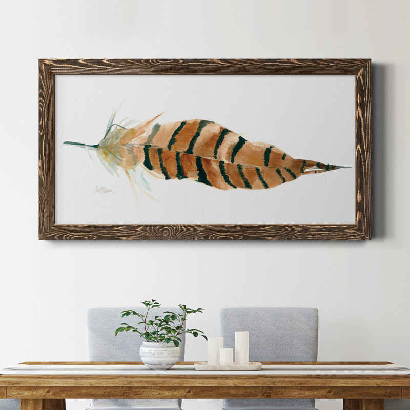 «Tail Feather I», peinture sur toile encadrée, Noyer