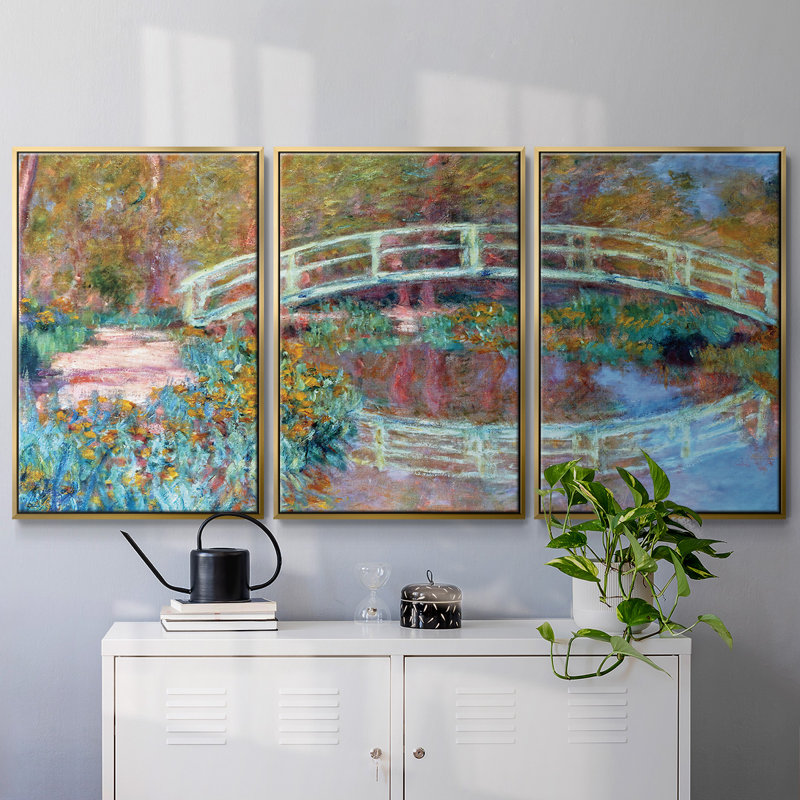 Le pont japonais (Le pont dans le jardin de Monet), 1900 3 pièces, H 36 po x l 75 po x P 2 po, Or