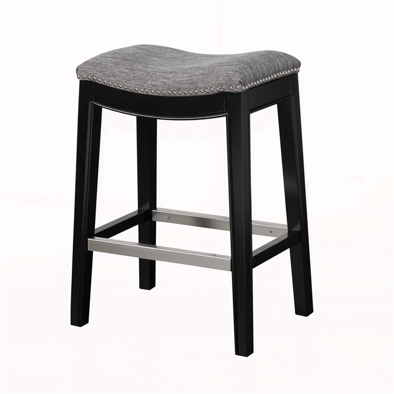 Tabouret de comptoir Saddle, Gris, Noir