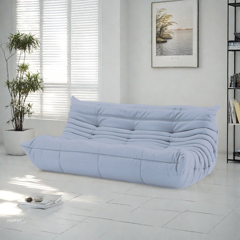 Simple Caterpillar Lazy Sofa, Blue Suede
