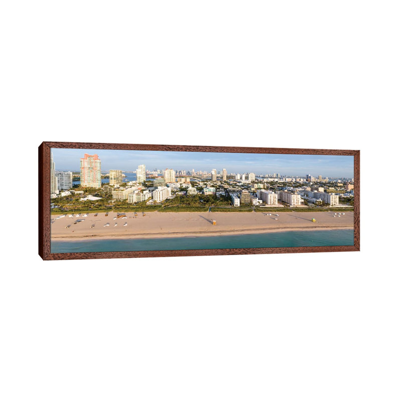 Miami Beach Panorama 1 Piece Panoramic Wall Art on Canvas, 30.48 cm H x 91.44 cm W, Classic Wood Framed