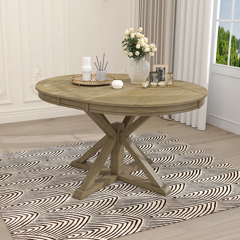 Table de salle à manger extensible rétro avec rallonge, Bois naturel délavé