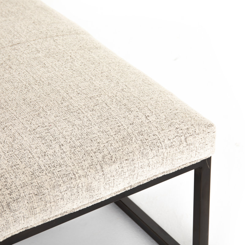 Banc rembourré en cuir véritable Roux, Lin moelleux