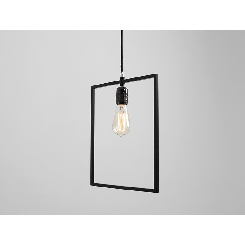 1 - Light White Square/Rectangle Pendant, 185cm H x 35cm W x 5cm D, Black