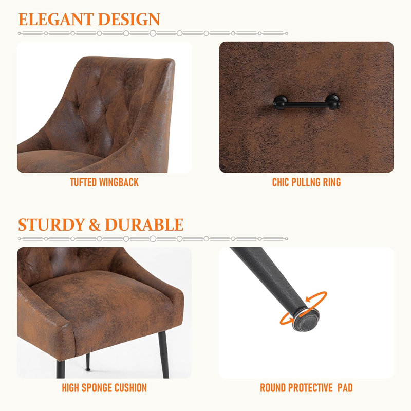 Gennadiy 38cm H Upholstered Metal Side Chair, Dark brown