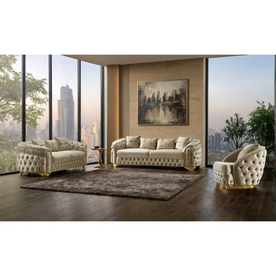 Lapin 3 - Piece Velvet Living Room Set by Rosdorf Park