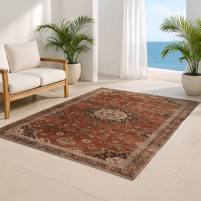 Tapis d'intérieur et d'extérieur brun Persian, Rectangulaire 8 pi x 10 pi
