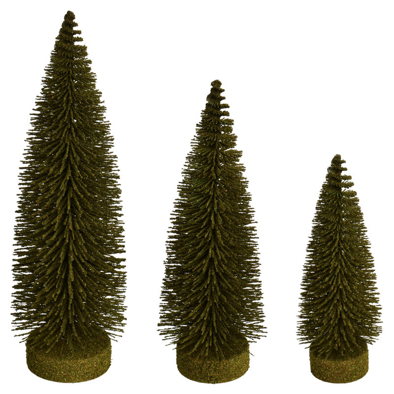 The Holiday Aisle® 7"-9"-11" Green Oval Pine Artificial Christmas Tree, Set of 3