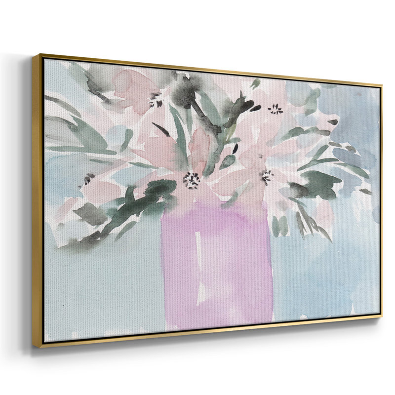 Fleurs brisées II - impression, H 17 po x l 25 po x P 2 po, Toile avec cadre flottant or, Non