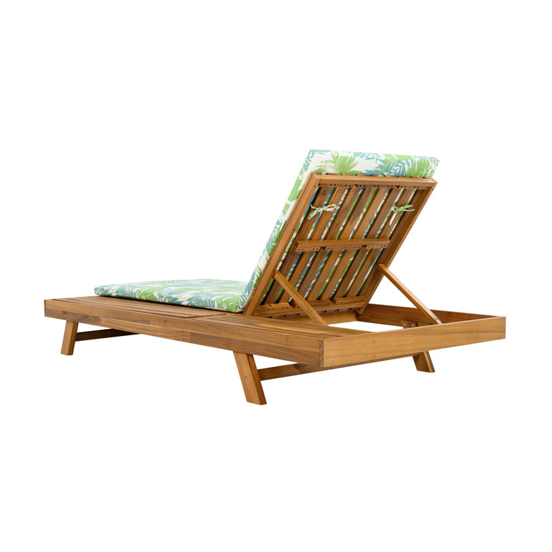 LOUNGE CHAISE SET,SPACE AVAILABLE ON ONE SIDE, ACACIA WOOD WITH WATER-RESISTANT LOUNGE CUSHIONS (2 INCH THICK), Beige