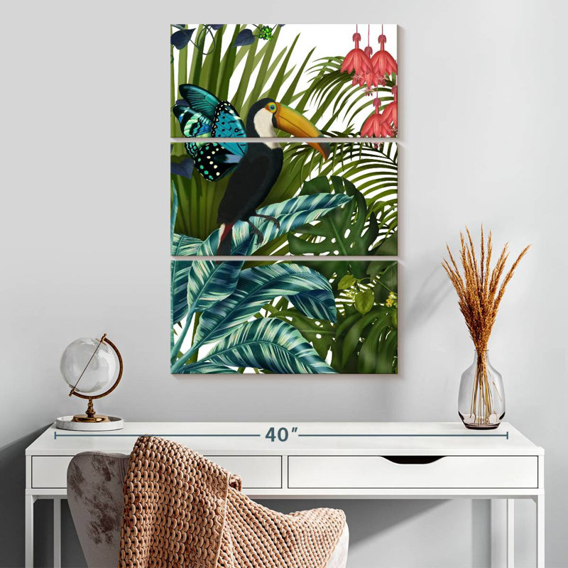 Brampt Toucan In Tropical Forest I, 32" H x 20" W