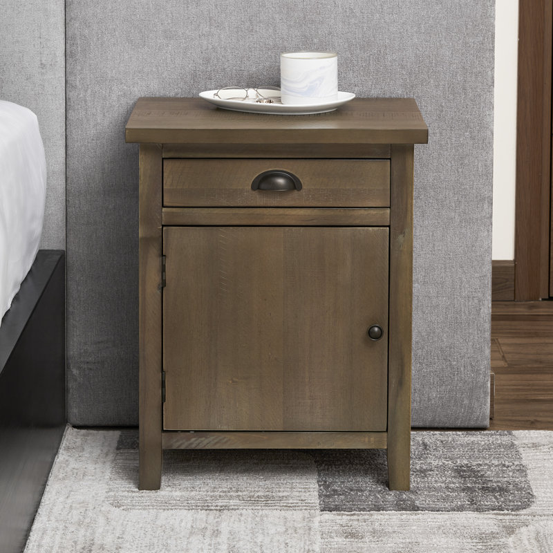 Table de chevet avec tiroir Reinhild, Gris délavé