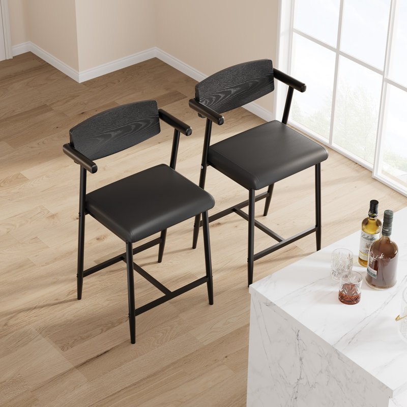 Counter Stool with Metal Frame, Black