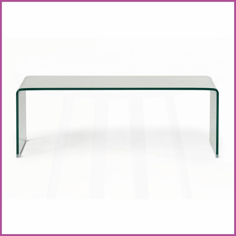 Table basse en verre cintré de 12 mm pour le salon - sans assemblage, conception translucide moderne