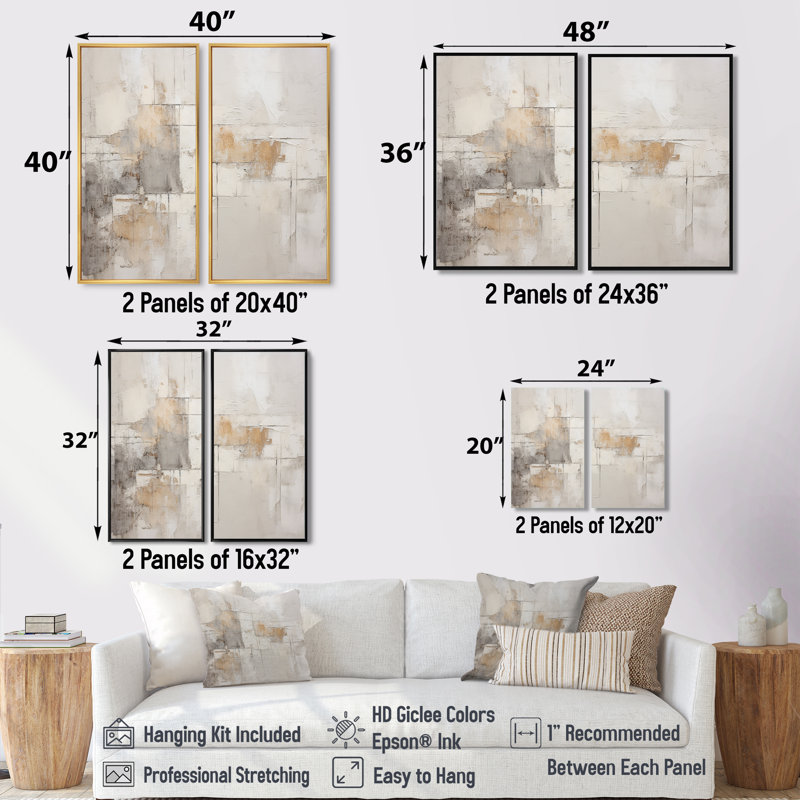 Art mural minimaliste scandinave moderne minimaliste I - Beige, Impression encadrée flottante, H 40 po x l 40 po, Noir